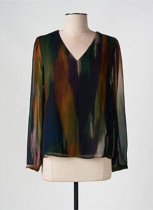 Blouse imprimé fantaisie manches longues marron JULIE GUERLANDE femme