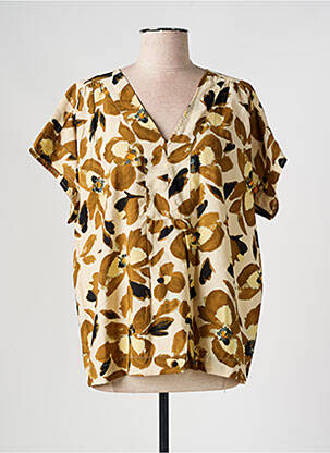 Blouse imprimé fantaisie manches courtes marron MASAI femme