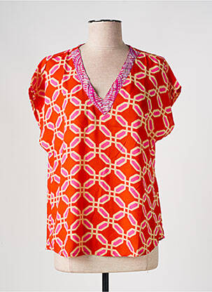 Blouse manches courtes manches courtes orange PINK P femme