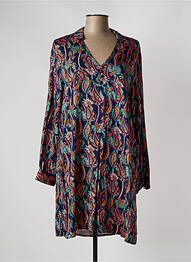 Robe mi-longue imprimé fleurs manches longues bleu LOLA ESPELETA femme