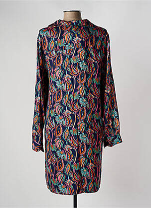 Robe mi-longue imprimé fleurs manches longues bleu LOLA ESPELETA femme