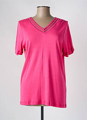 T-shirt col v manches courtes rose DIANE LAURY femme