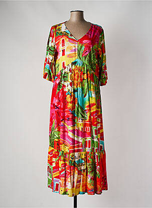 Robe longue rouge ORIENTIQUE NATURALLY pour femme