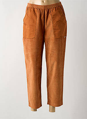Pantalon 7/8 taille élastique marron MALOKA femme