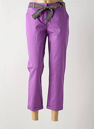 Pantalon 7/8 fermeture zippée sous rabat boutonné violet JULIE GUERLANDE femme