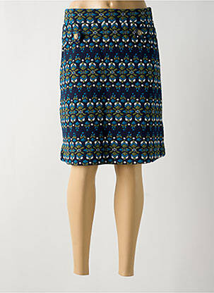 Jupe mi-longue coupe droite bleu PRINCESSE NOMADE femme