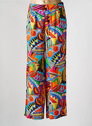Pantalon droit tissage popeline taille normale orange MALOKA femme