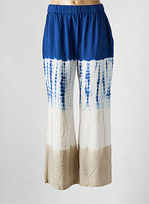 Pantalon large tissage popeline taille normale bleu PINK PLANET femme