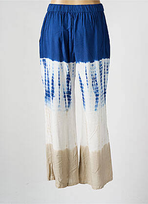 Pantalon large tissage popeline taille normale bleu PINK PLANET femme
