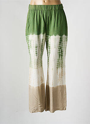 Pantalon large tissage popeline taille normale vert PINK PLANET femme