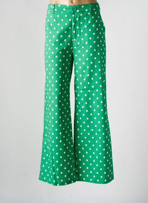 Pantalon flare taille à pinces taille haute vert COMPAÑIA FANTASTICA femme