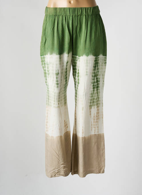 Pantalon large tissage popeline taille normale vert PINK PLANET femme