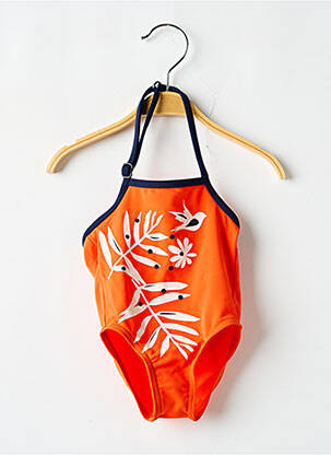 Maillot de bain 1 pièce sérigraphie orange LA VIE EST BELLE fille