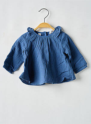Blouse fermeture pressionnée manches longues bleu MARESE fille