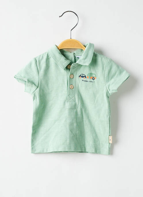 Polo coupe droite manches courtes vert P'TIT BISOU garcon