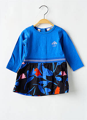 Robe mi-longue col rond manches longues bleu MARESE fille