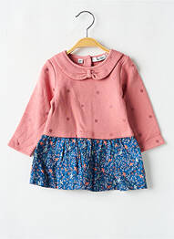 Robe mi-longue col claudine manches longues rose MARESE fille