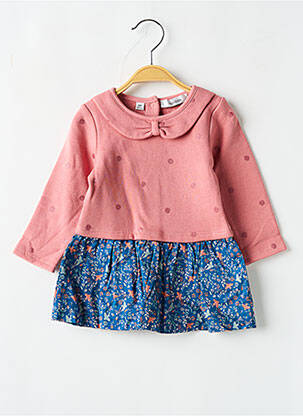 Robe mi-longue col claudine manches longues rose MARESE fille