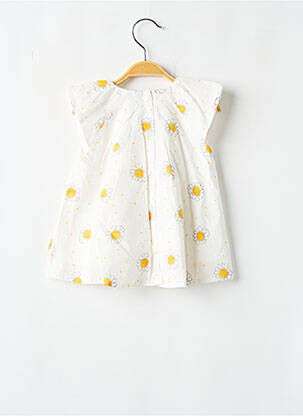 Robe mi-longue manches courtes manches courtes blanc P'TIT BISOU fille