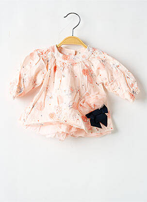 Robe mi-longue doublure manches longues rose MARESE fille