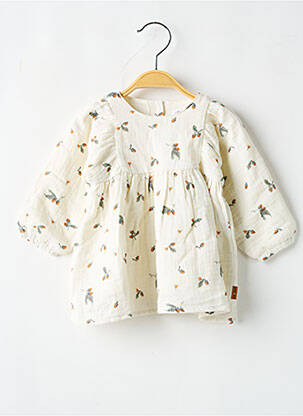 Robe mi-longue col rond manches longues beige P'TIT BISOU fille