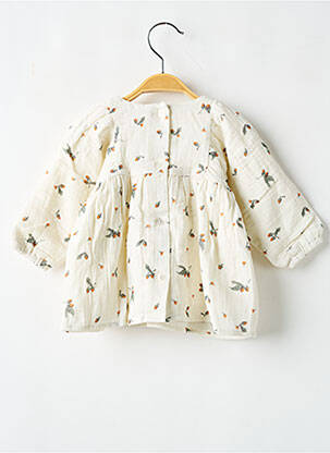 Robe mi-longue col rond manches longues beige P'TIT BISOU fille