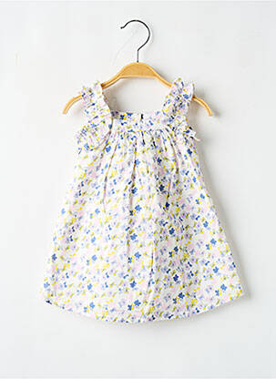 Robe mi-longue col carré fines bretelles blanc MARESE fille