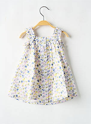 Robe mi-longue col carré fines bretelles blanc MARESE fille