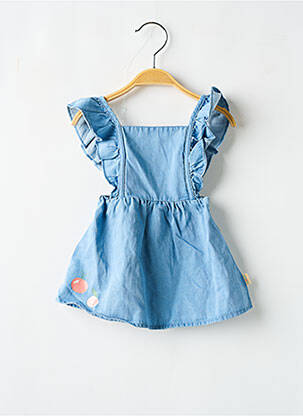 Robe mi-longue col carré fines bretelles bleu P'TIT BISOU fille