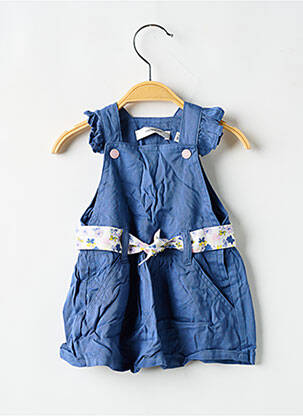 Robe mi-longue col carré fines bretelles bleu MARESE fille