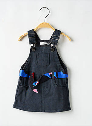 Robe mi-longue col carré fines bretelles bleu MARESE fille