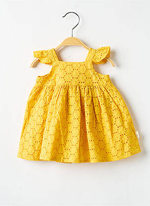 Robe mi-longue col carré fines bretelles jaune P'TIT BISOU fille
