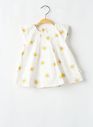 Robe mi-longue blanc P'TIT BISOU pour fille