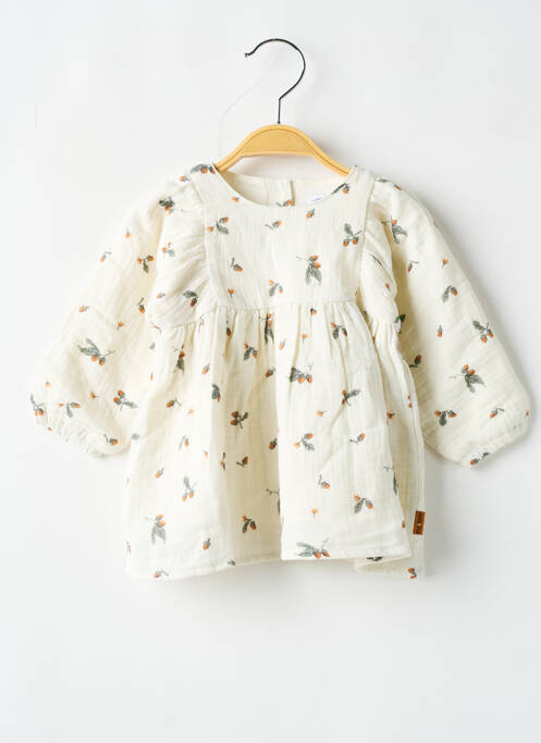 Robe mi-longue col rond manches longues beige P'TIT BISOU fille
