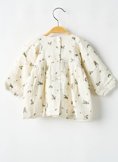 Robe mi-longue col rond manches longues beige P'TIT BISOU fille