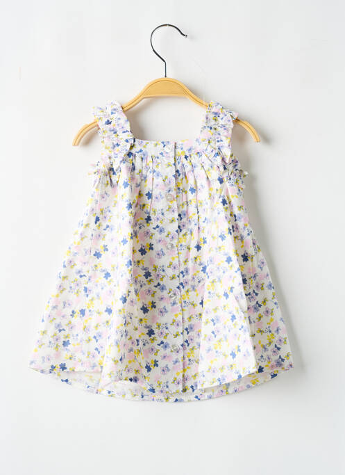 Robe mi-longue col carré fines bretelles blanc MARESE fille