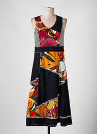 Robe mi-longue imprimé fantaisie sans manche noir K'TENDANCES femme