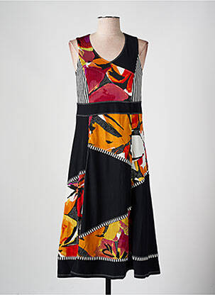 Robe mi-longue coupe évasée sans manche noir K'TENDANCES femme