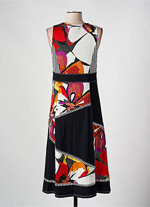 Robe mi-longue imprimé fantaisie sans manche noir K'TENDANCES femme
