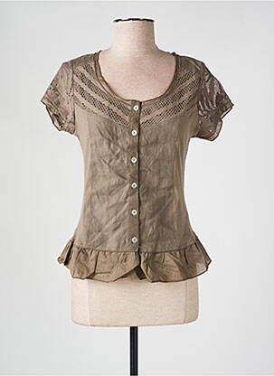 Chemisier manches courtes manches courtes beige MALOKA femme