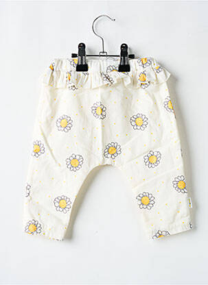 Pantalon slim tissage popeline taille élastique jaune P'TIT BISOU fille