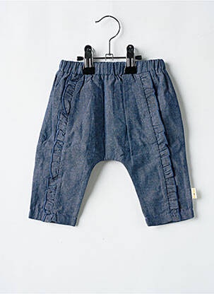 Pantalon droit coupe droite taille élastique bleu P'TIT BISOU fille