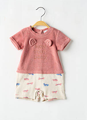 Combishort tissage jersey manches courtes rose MARESE fille