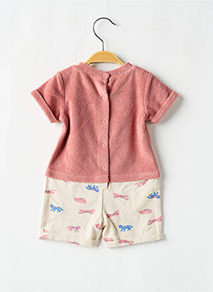 Combishort tissage jersey manches courtes rose MARESE fille