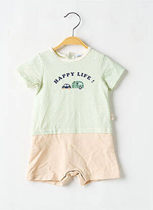 Combishort coupe ajustée manches courtes vert P'TIT BISOU garcon