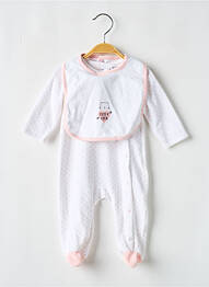 Pyjama fermeture pressionnée blanc P'TIT BISOU fille