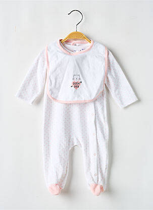Pyjama fermeture pressionnée blanc P'TIT BISOU fille