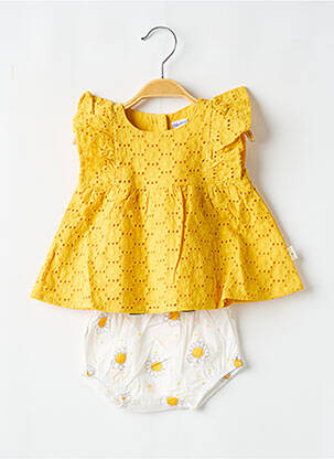 Ensemble short tissage popeline jaune P'TIT BISOU fille