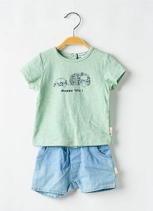 Ensemble short tissage jersey vert P'TIT BISOU garcon