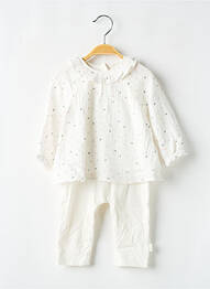 Combi-pantalon manches longues manches longues blanc P'TIT BISOU fille